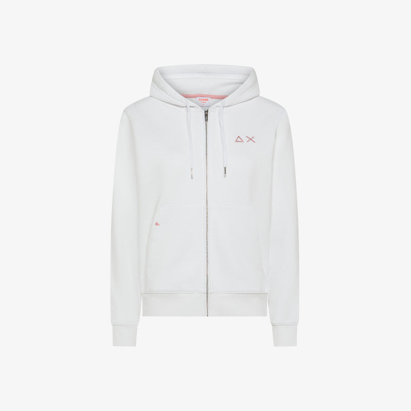 HOOD ZIP COTTON FL. BIANCO