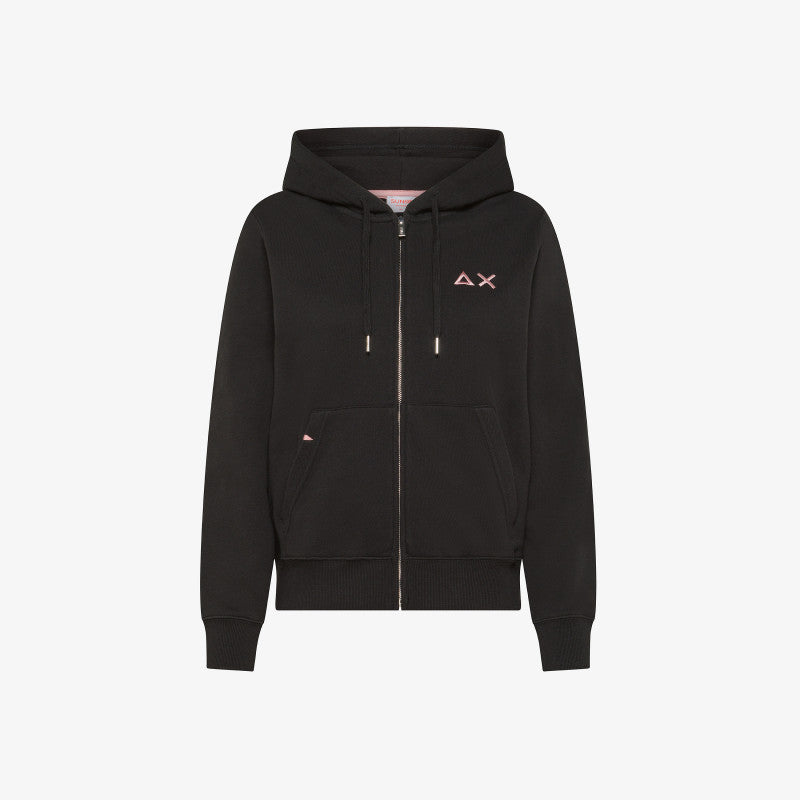 HOOD ZIP COTTON FL. NERO