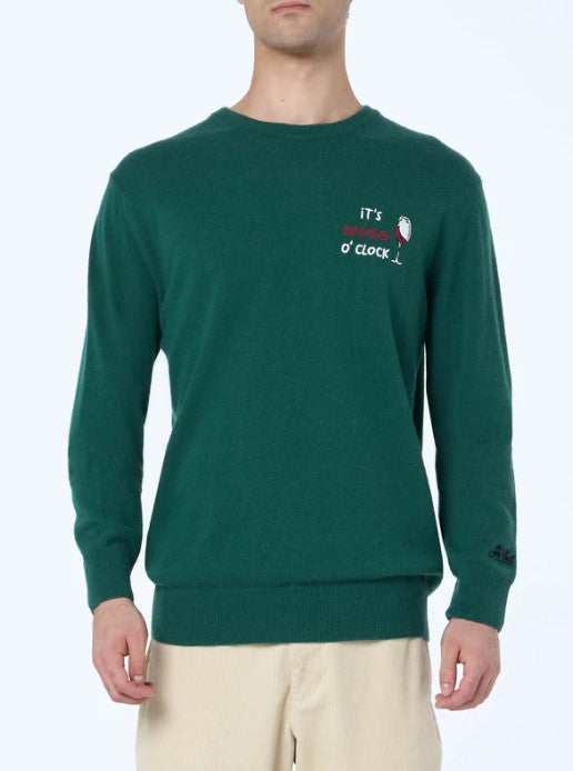 Maglione girocollo elasticizzato da uomo verde Heron Light