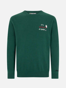 Maglione girocollo elasticizzato da uomo verde Heron Light