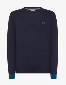 Maglia in lana e cotone Navy Blue