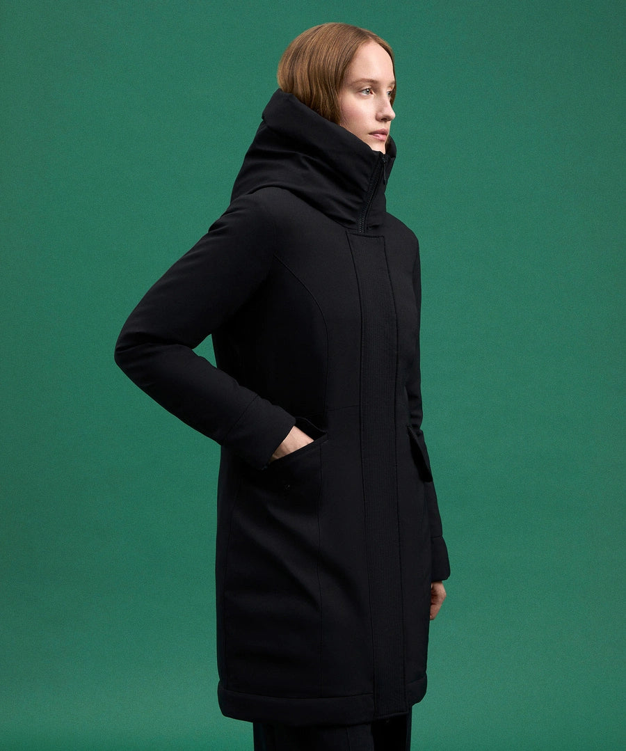 EMIN TJ  Coat Antivento Con Ampio Collo Nero