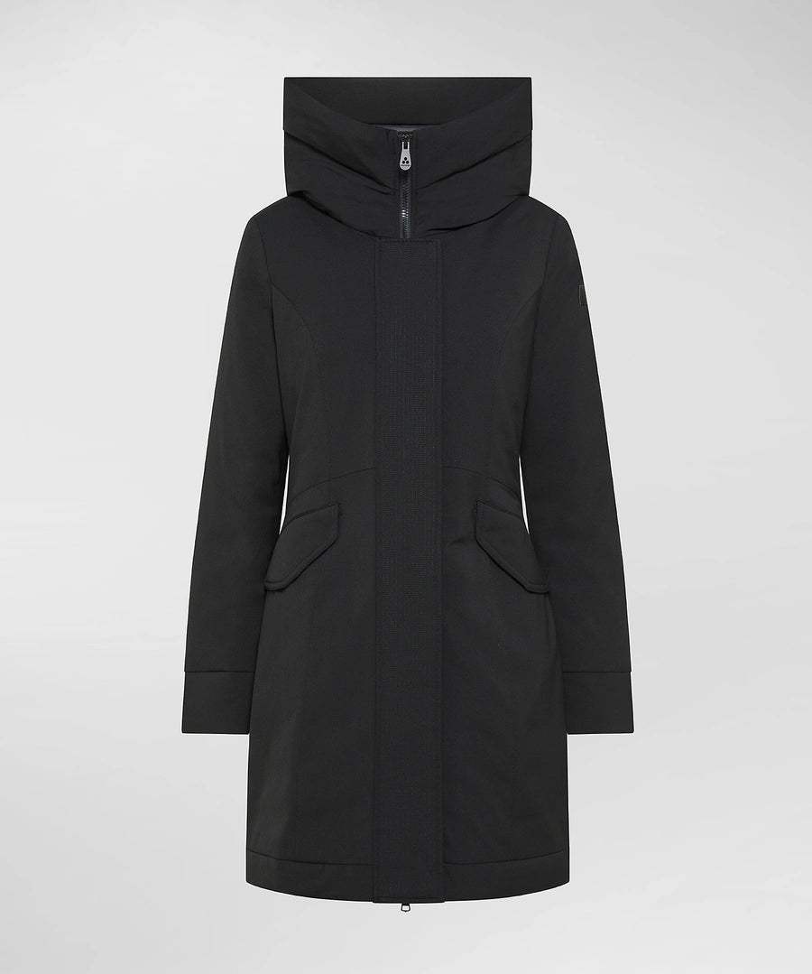 EMIN TJ  Coat Antivento Con Ampio Collo Nero