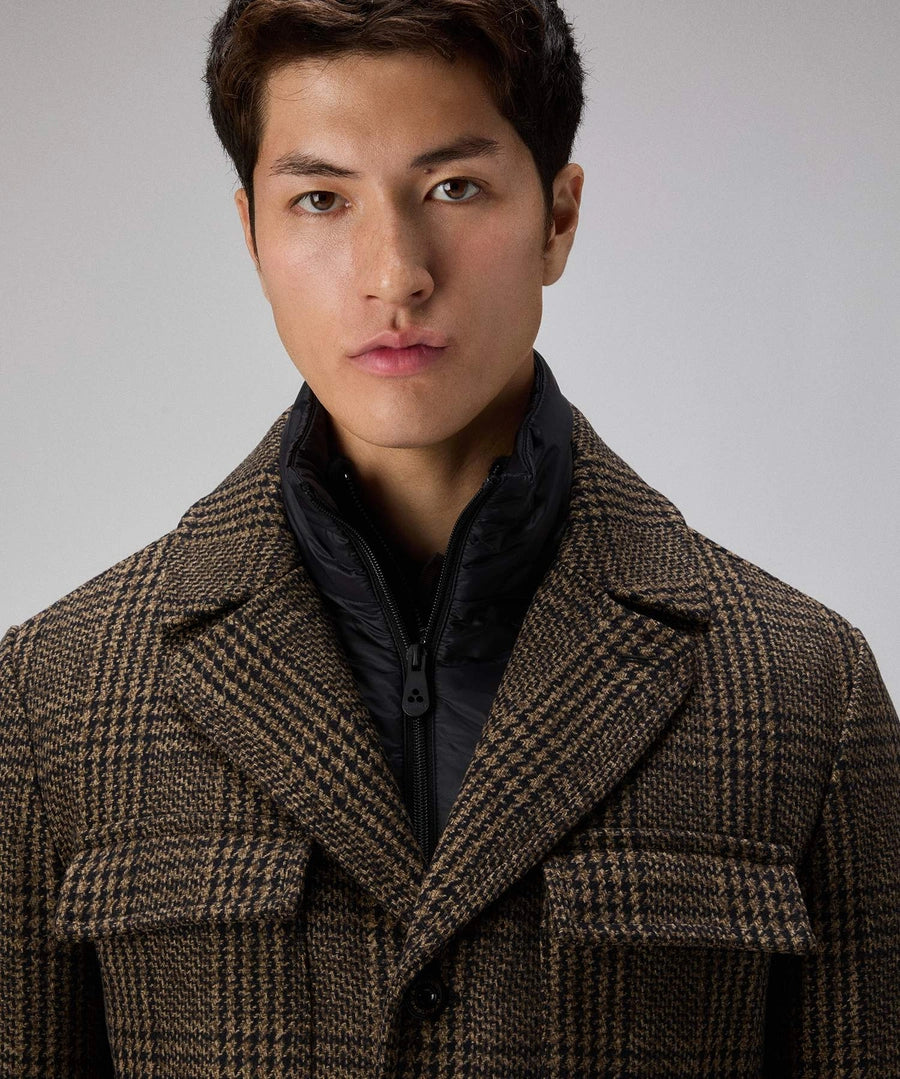 Giacca in panno check con pettorina staccabile