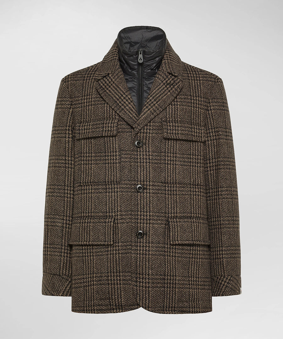 Giacca in panno check con pettorina staccabile