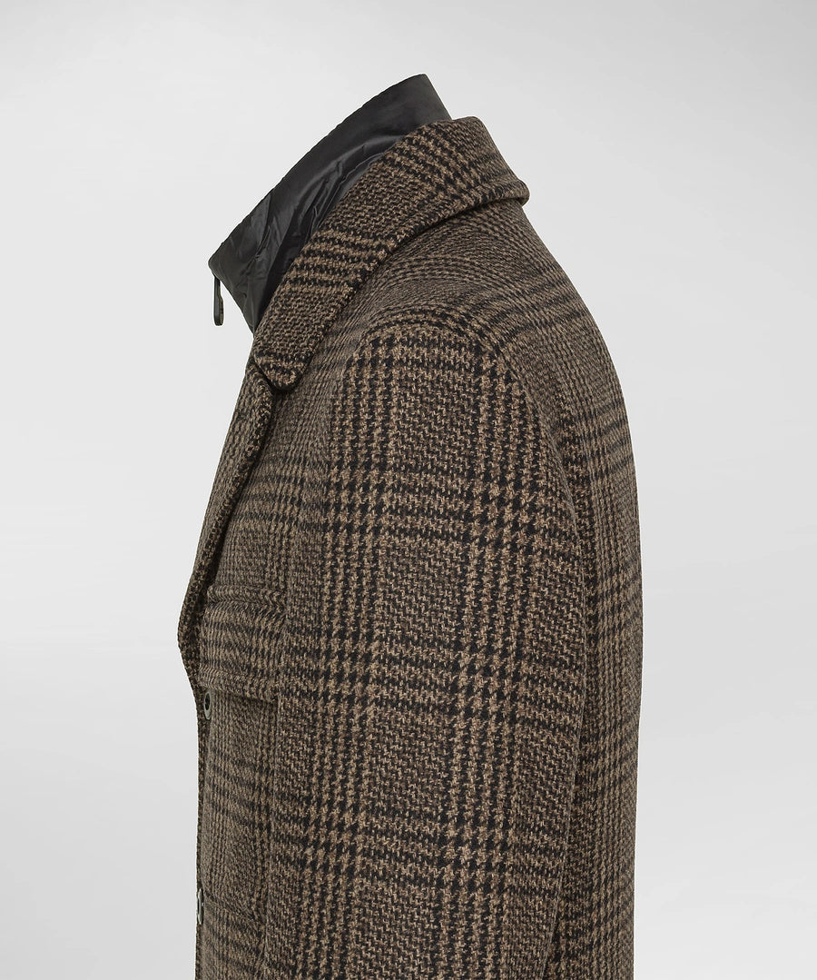 Giacca in panno check con pettorina staccabile