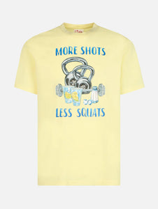 T-shirt da uomo in cotone con stampa piazzata More Shots Less Squats