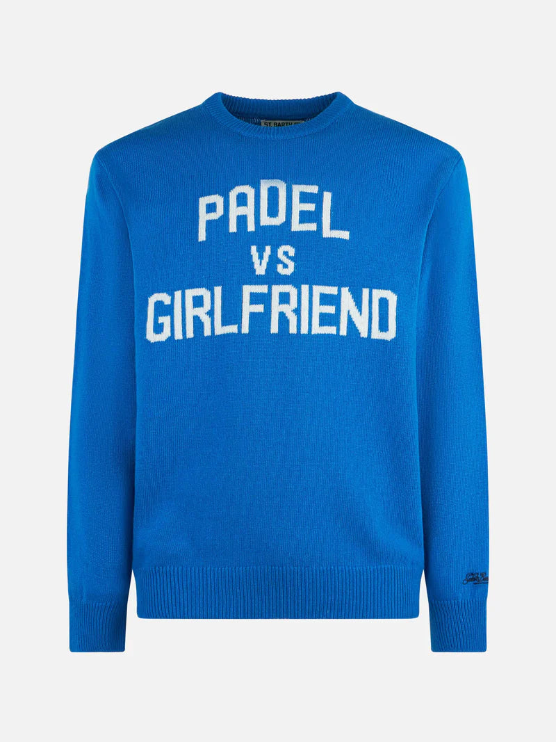 Maglia girocollo da uomo con stampa jacquard Padel vs Girlfriend