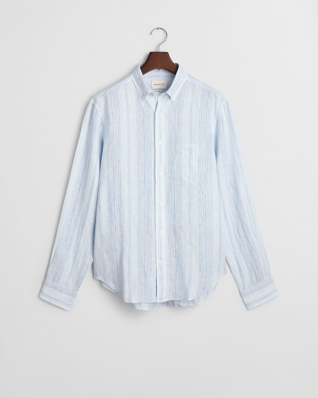 Camicia di lino a righe sottili regular fit