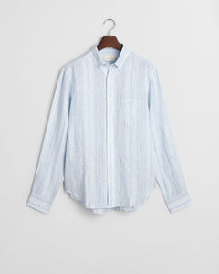 Camicia di lino a righe sottili regular fit