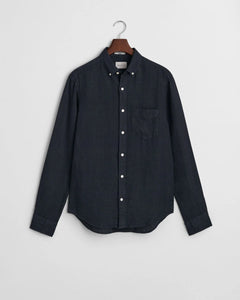 Camicia di lino tinto in capo regular fit