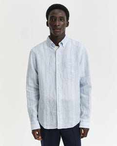 Camicia di lino a righe sottili regular fit
