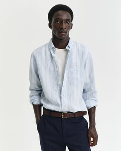 Camicia di lino a righe sottili regular fit