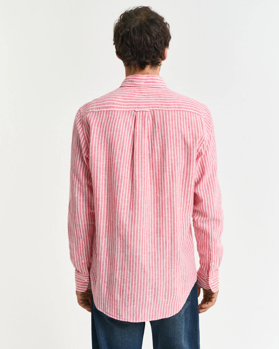 Camicia in misto cotone-lino a righe regular fit