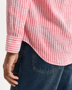 Camicia in misto cotone-lino a righe regular fit
