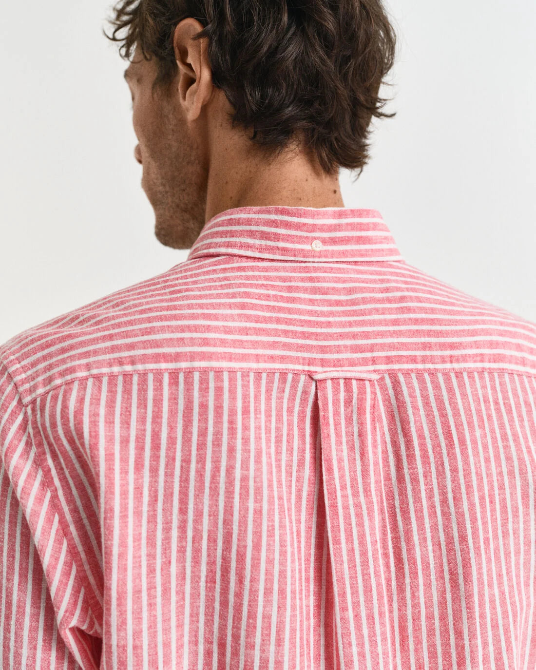 Camicia in misto cotone-lino a righe regular fit