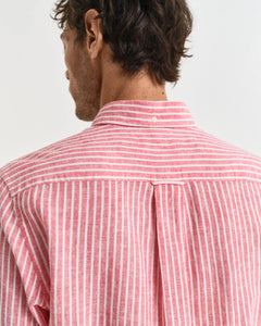 Camicia in misto cotone-lino a righe regular fit