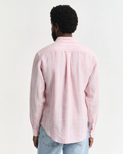 Camicia di lino a righe sottili regular fit