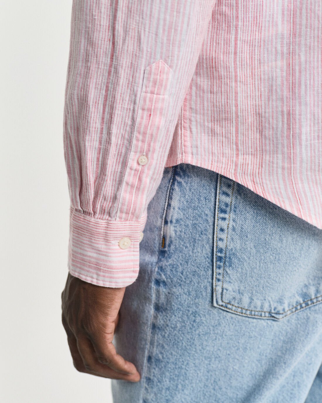 Camicia di lino a righe sottili regular fit