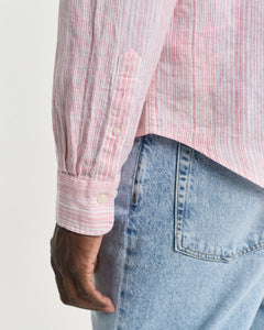 Camicia di lino a righe sottili regular fit