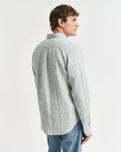 Camicia di lino a righe sottili regular fit