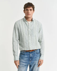 Camicia di lino a righe sottili regular fit